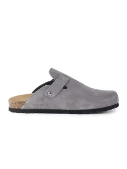 Leren clogs grijs