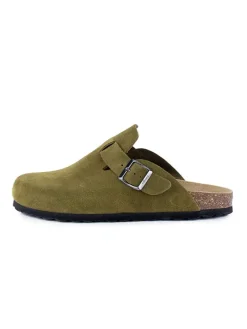 Leren clogs kaki