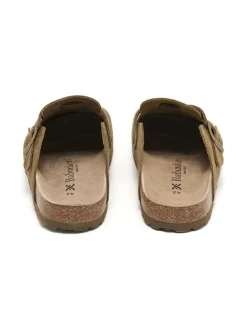 Leren clogs kaki