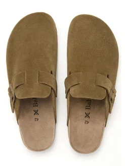 Leren clogs kaki