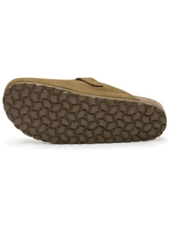 Leren clogs kaki