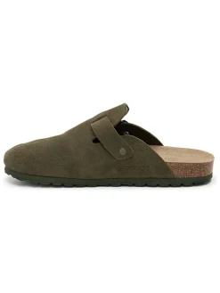 Leren clogs kaki
