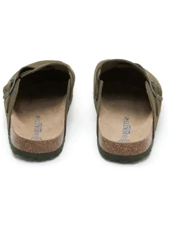 Leren clogs kaki