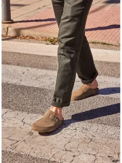 Leren clogs lichtbruin