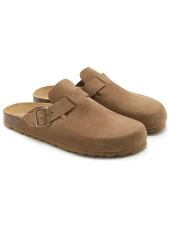 Leren clogs lichtbruin