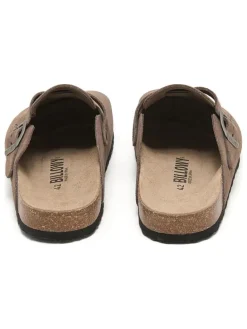 Leren clogs lichtbruin