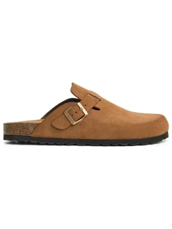 Leren clogs lichtbruin
