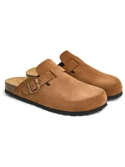 Leren clogs lichtbruin