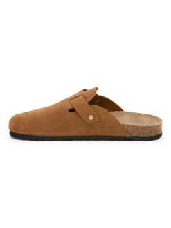 Leren clogs lichtbruin