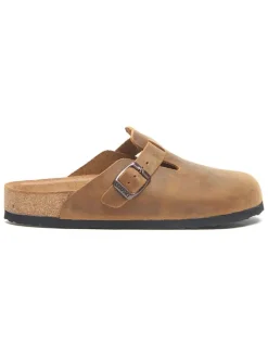 Leren clogs lichtbruin