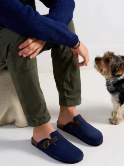 Leren clogs "Noe" donkerblauw