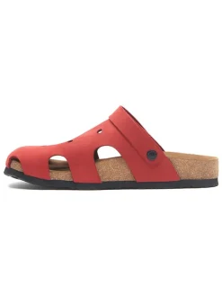 Leren clogs rood