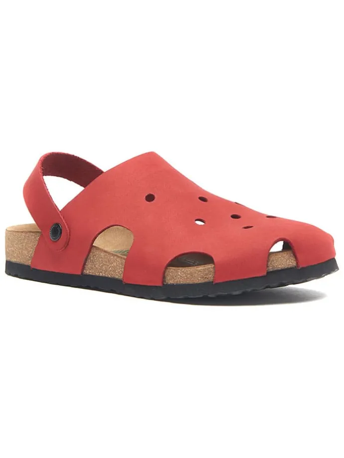 Leren clogs rood