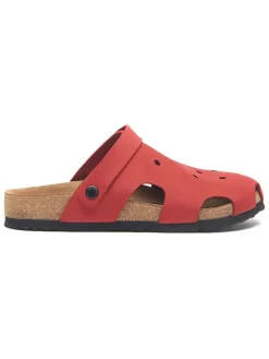 Leren clogs rood