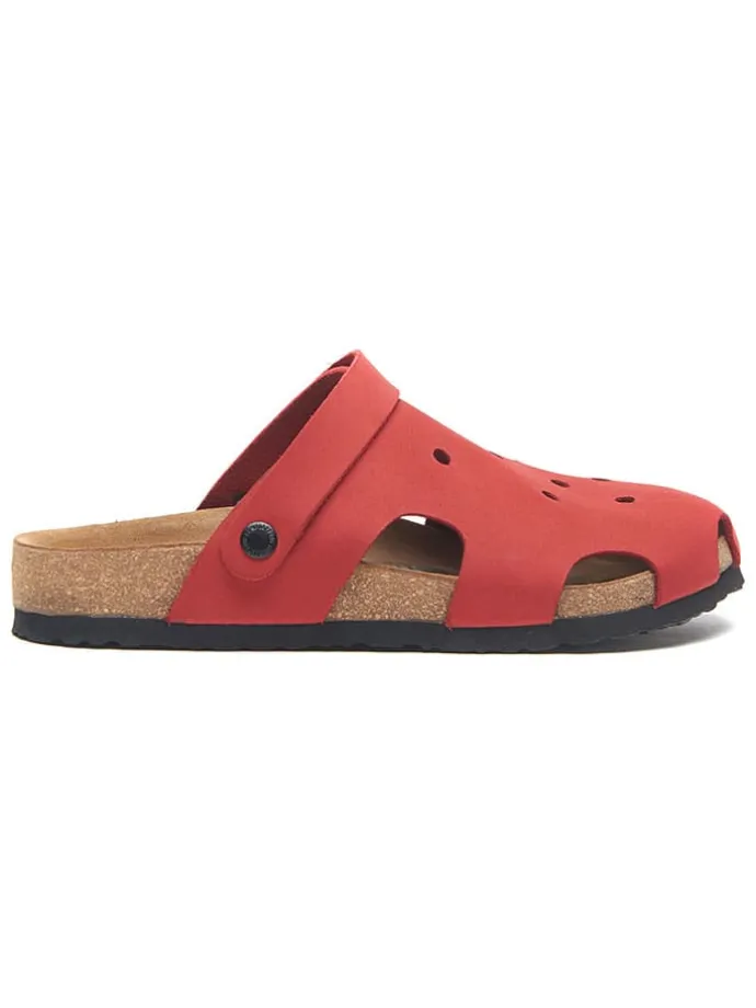 Leren clogs rood