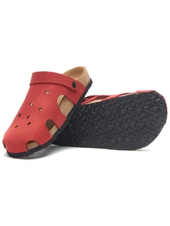 Leren clogs rood