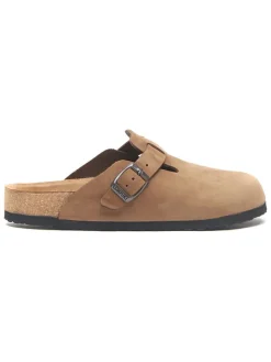 Leren clogs zandkleurig