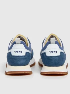 Leren hardloopschoenen blauw