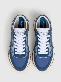 Leren hardloopschoenen blauw