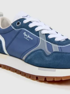 Leren hardloopschoenen blauw