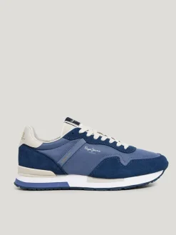 Leren hardloopschoenen blauw