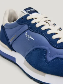 Leren hardloopschoenen blauw