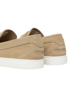 Leren instappers beige