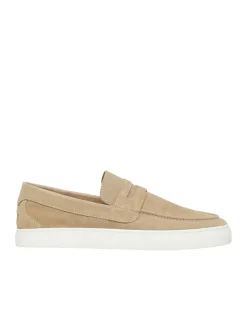 Leren instappers beige