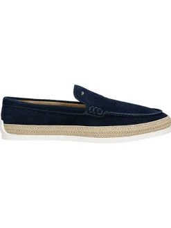Leren instappers donkerblauw