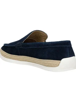 Leren instappers donkerblauw