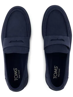 Leren instappers donkerblauw