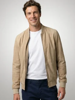 Leren jas beige