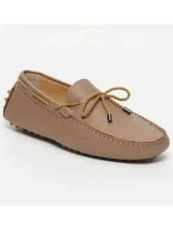 Leren mocassins beige