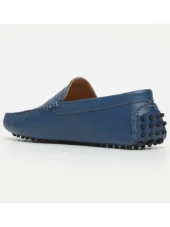 Leren mocassins blauw
