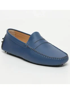 Leren mocassins blauw