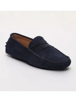 Leren mocassins donkerblauw