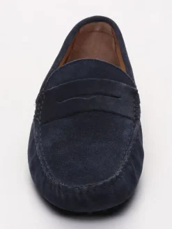 Leren mocassins donkerblauw