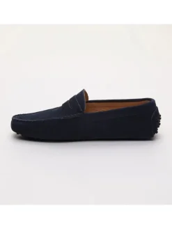 Leren mocassins donkerblauw