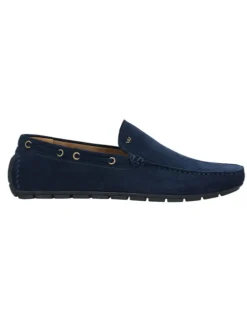 Leren mocassins donkerblauw