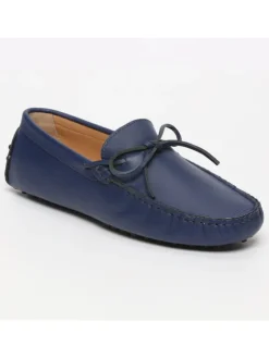 Leren mocassins donkerblauw