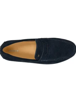 Leren mocassins donkerblauw
