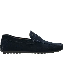 Leren mocassins donkerblauw
