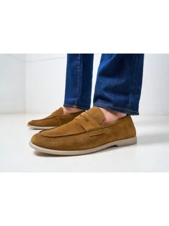 Leren mocassins "Penny" okergeel