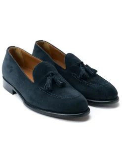 Leren mocassins "Tassel" donkerblauw