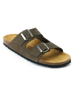 Leren slippers "Alberto" antraciet