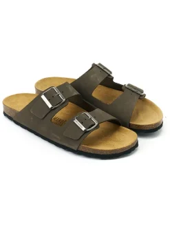 Leren slippers "Alberto" antraciet