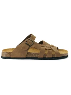 Leren slippers "Alvaro" lichtbruin