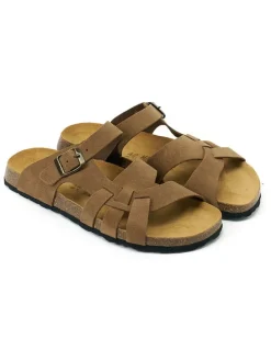 Leren slippers "Alvaro" lichtbruin