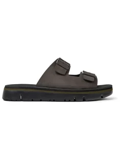 Leren slippers antraciet