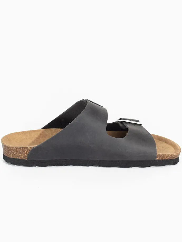 Leren slippers "Atlas" antraciet